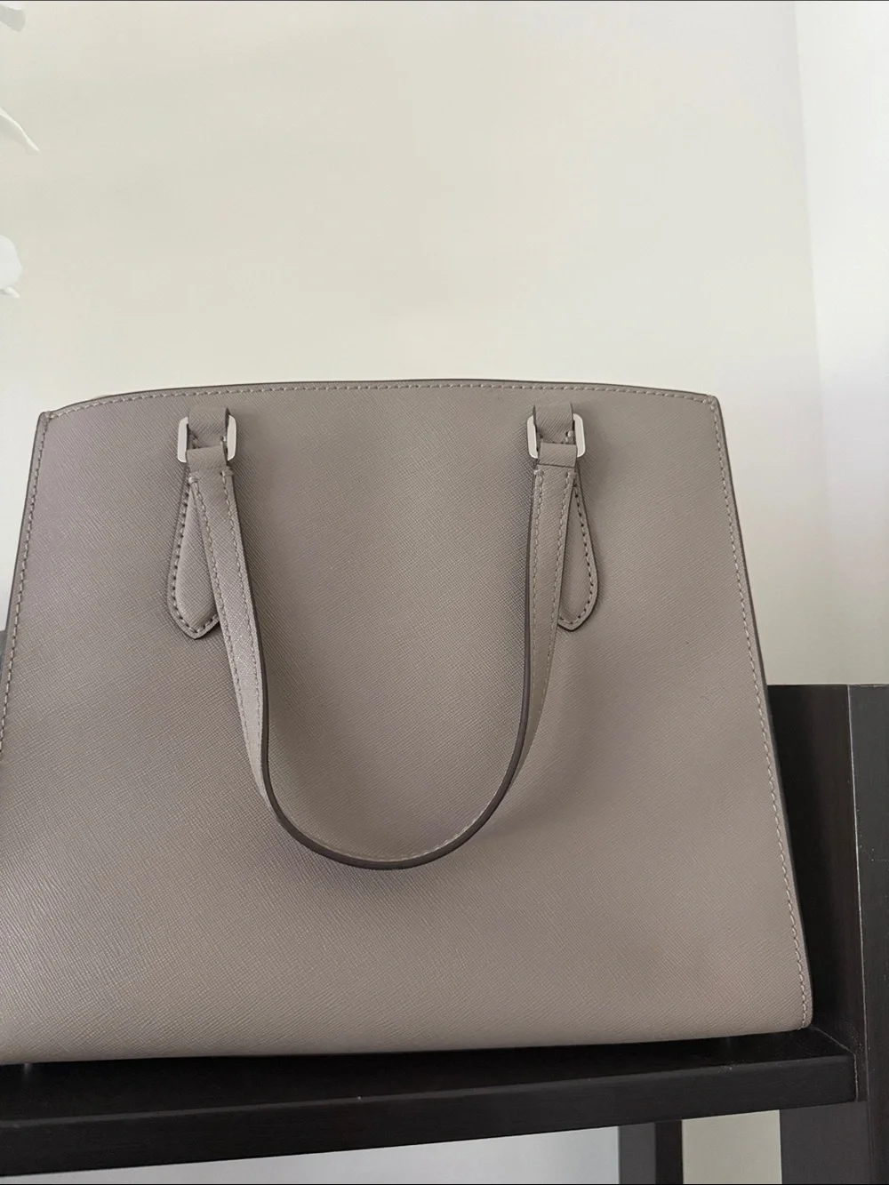 Tory Burch Taupe Leather Double-Handle Satchel